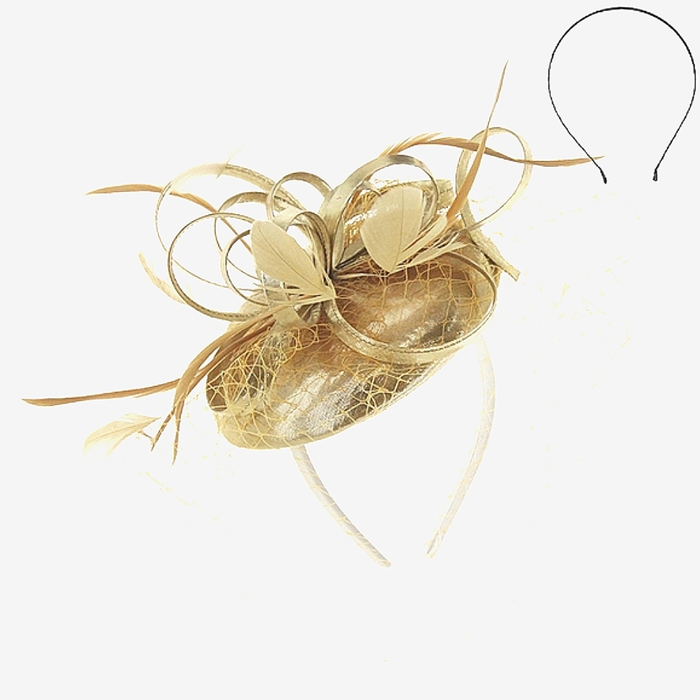 Gold Gorgeous 3PC Veiled Fascinator Kentucky Derby Preakness Church Wedding Tea - Picture 5 of 7